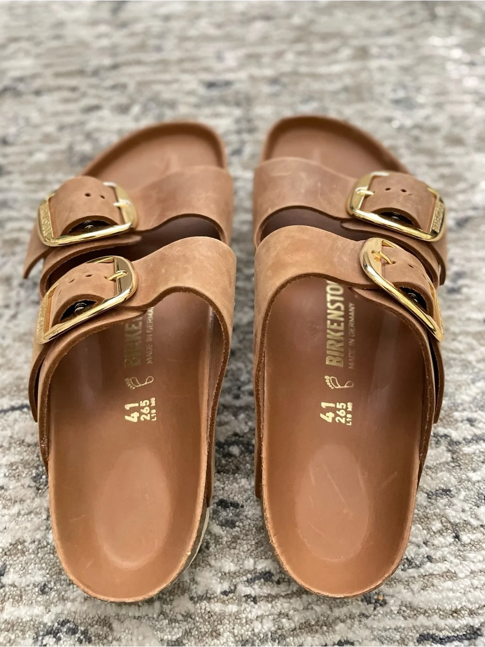 Birkenstock Arizona Big Buckle Cognac Leather Slide Sandal Regular Width 41 - Picture 3 of 8